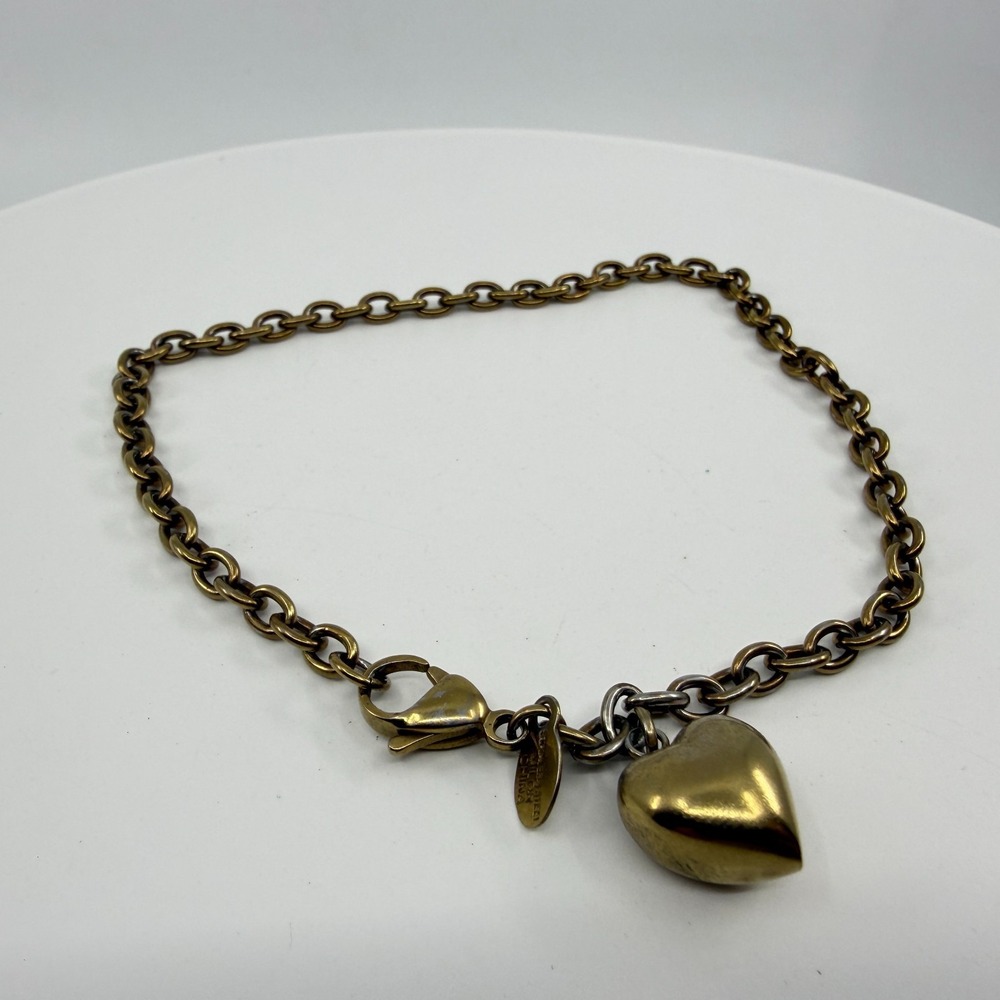 Milor Gold-Tone Heart Charm Bracelet Stainless Steel Statement Layering Jewelry